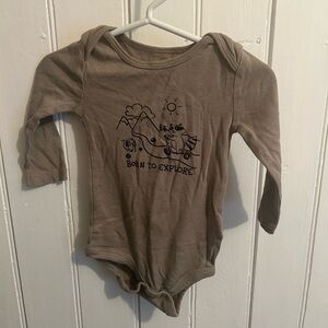 Joe Fresh 3/6m brown explore wilderness long sleeve onesie